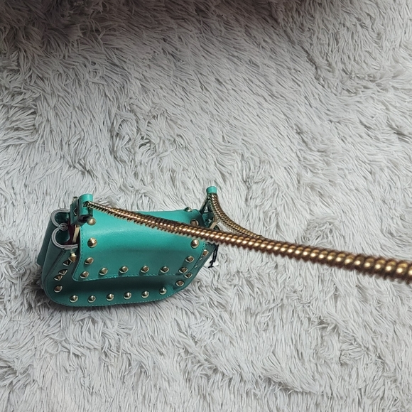 NWT Brian Atwood Turquoise Leather Purse w/ Magenta Lining - Picture 11 of 16